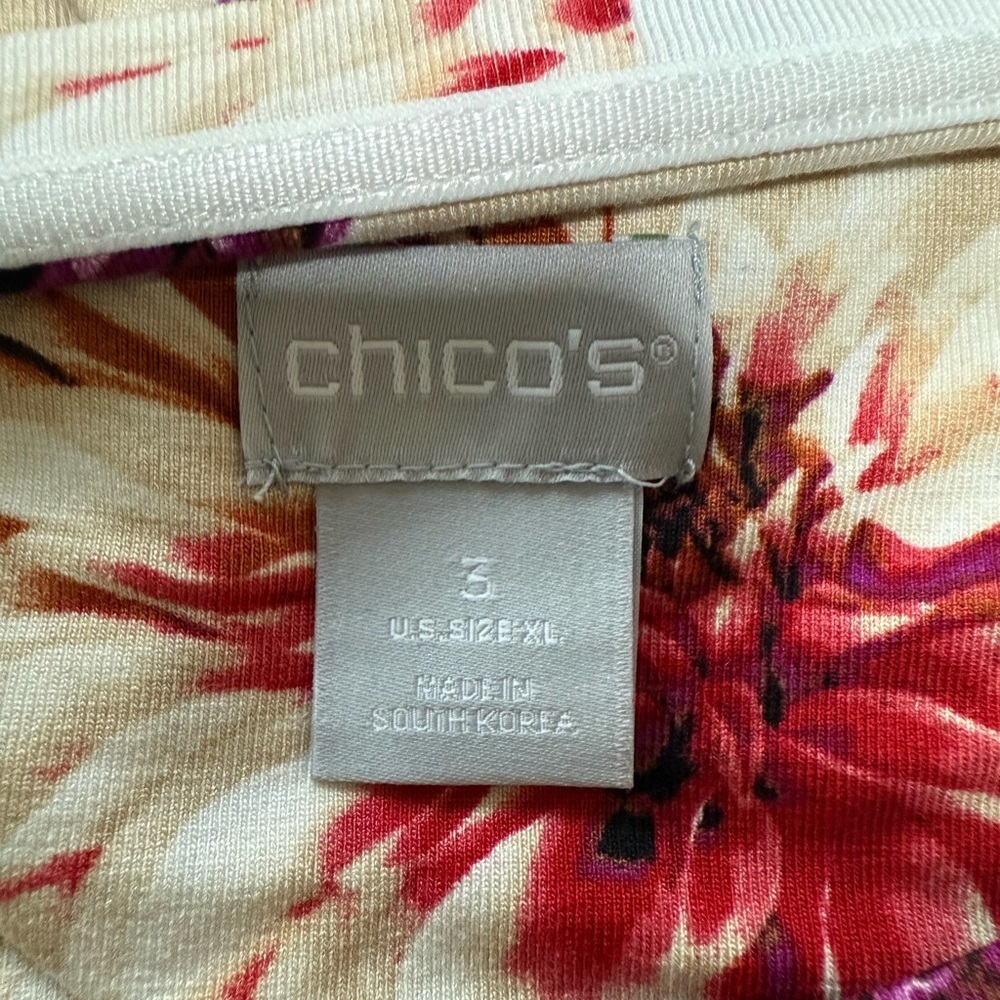 Chico's Floral Long Sleeve Crewneck Top - Plum & Burgundy - Size 3 / XL - Picture 4 of 8